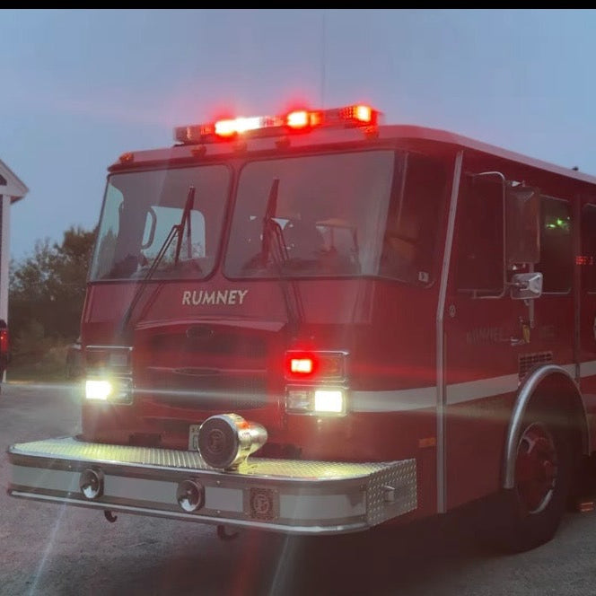 Rumney NH Fire Department 2002 E-One Typhoon fire truck lightbar replacement with Whelen Rotabeam emergency lighting installation